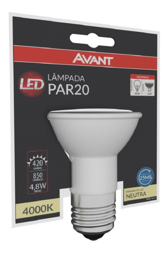 Kit 7 Lâmpadas Led Par20 7w Luz Neutra 4000k Bivolt 110V/220V