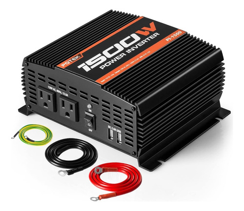 Potek Inversor De Corriente 1500w, 12v Dc A 110v Ac Y 2 Usb