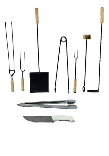 Set Asado Parrilla Kit Asador X9 Unidades Juego Asador