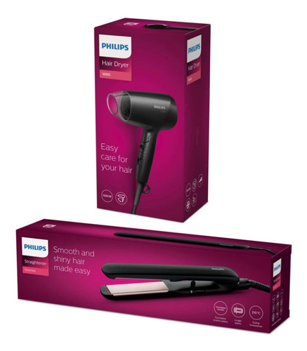 Combo Philips Secadora 1200w + Alisadora De Placas Ceramica 