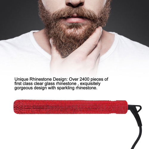 Alisador De Pelo Rojo Profesional Rhinestone Flat Iron