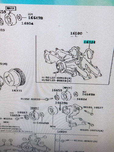 Empacadura Bomba Agua Toyota 4runner Fortuner Hilux Kavak 