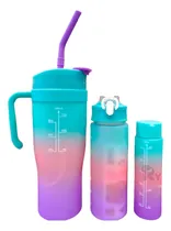 Comprar Set 3 Botellas De Estampado 2d Celeste Y+regalo Agendita