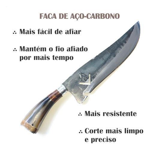 Faca Aço Carbono Maçonaria Luxo Bainha Esquadro E Compasso Marrom