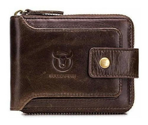 Bullcaptain Cartera De Piel Para Hombre Con Bloqueo Rfid Y C