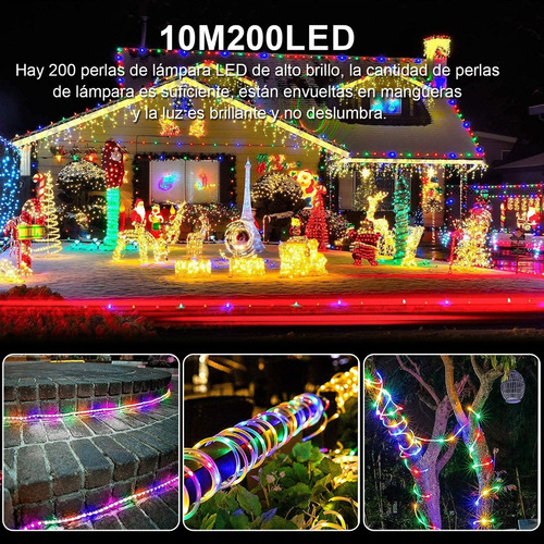 Manguera Luces Led Navideña Decoración 8modos 10m 200led Luces Navideñas,luces Navideñas De Led,decoracion Navideña,adornos Navideños Exterior,manguera Luces Led Muticolor
