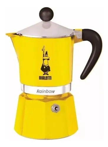 Cafetera Moka Italiana Bialetti Rainbow Amarilla 6 Pocillos
