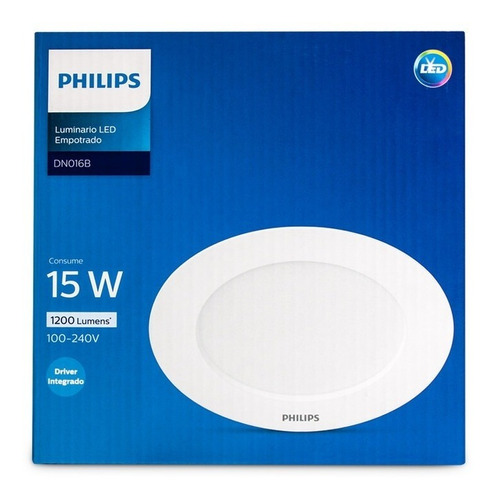 Luminario Empotrado Philips LED 15W DN016B  luz cálida - no atenuable
