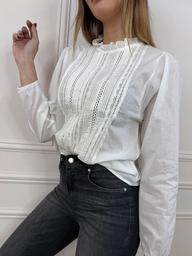 Camisa Blusa Importada Broderie Alforzas Hippie Chic Boho
