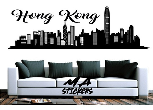 Vinil Decorativo Skyline Hong Kong 200 X 60 Cm 