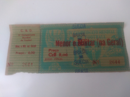 Ingresso Mundial Fifa Brasil 1950 Brasil X Suécia