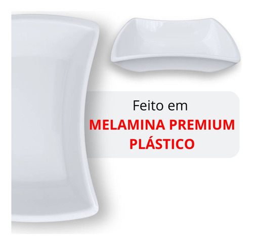 Kit 2 Tigelas 35cm Retangular Buffet + 3 Tigelas Curva 300ml