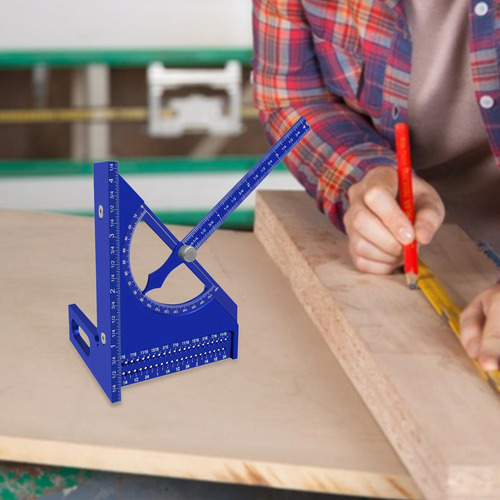 Regla Triangular Cuadrada, Multiángulo Ajustable, Azul