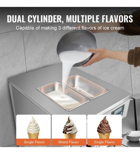 Máquina De Helado Comercial, Rendimiento 21qt/h 3 Sabores