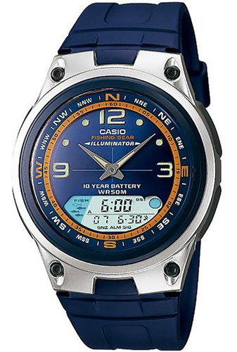 Reloj Casio Aw 82 Azul Fases Lunares Cronómetro Modo Pesca