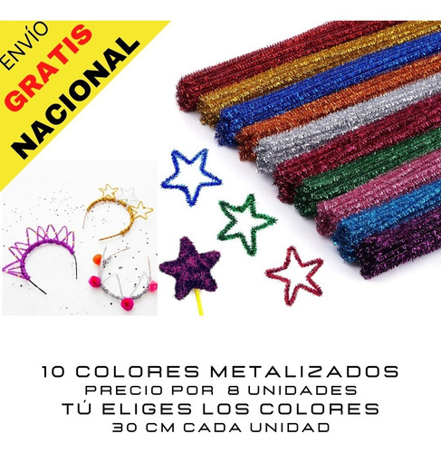 Chenil Metalizado 10 Colores 30 Cm Manualidades Horacotillon