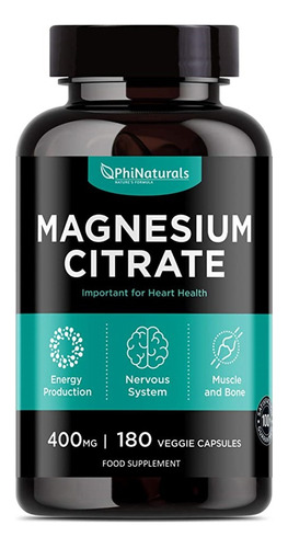 Citrato De Magnesio 400 Mg 180 Capsulas Phinaturals