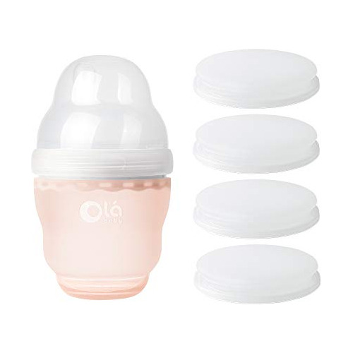 Olababy Gentle Bottle (4oz, Coral) + Paquete De Tapa De Viaj