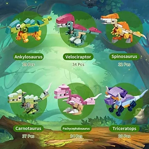 Set 12 Dinosaurios T-rex Bloques De Construccion Armables