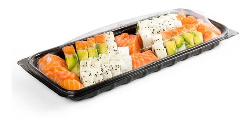 Bandeja Para Sushi Negra Con Tapa 42 X 18 Cm (x 20 Unidades)