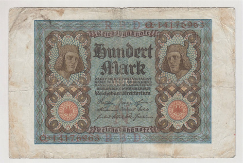 Billete Alemania 100 Mark 1920 De 8 Números De Serie (c85)