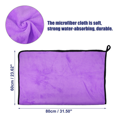 Toalla Microfibra Paño De Limpieza Auto Gris Morado 80x60cm