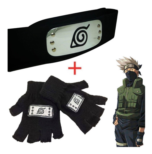 Imagen 2 de 5 de Cosplay Naruto Disfraz Kakashi Banda Hoja Guantes Konoha