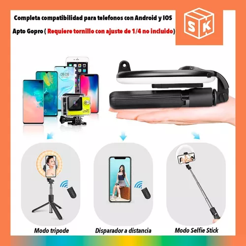 Selfie Stick Tripode Ditron Con Aro Luz 16 Cm Portatil