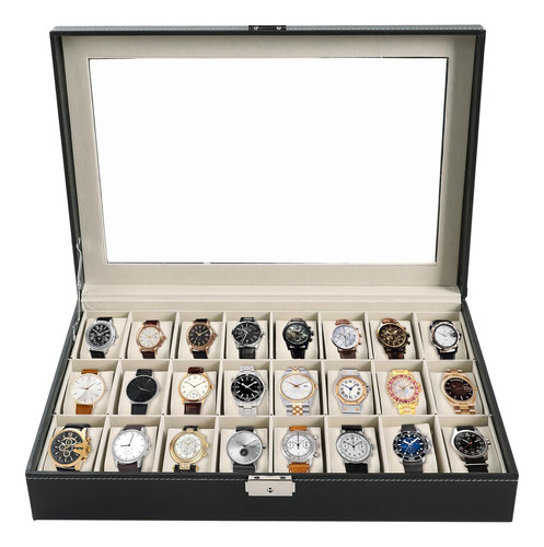 Caja De Reloj Amgsh Watch Box 24 Ranuras Elegante Reloj N...