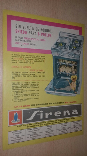 P265 Clipping Publicidad Cocina Sirena Año 1969