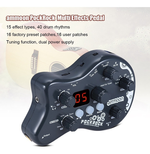 Ammoon Pockrock Portátil Guitarra Multi -efectos Procesador