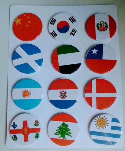 Imagem 2 de 5 de Cartela De Bottons Bandeiras | Broches | Pins | Customização