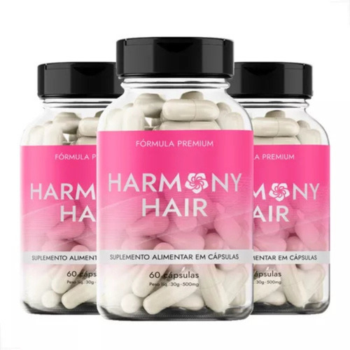 2 Potes Harmony Hair 120 Cáps Cabelos Saudáveis Original Sem Sabor