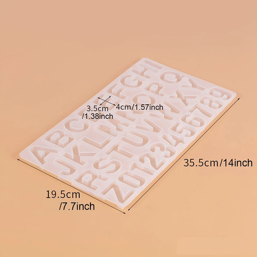 Molde De Silicona Abecedario Y Números Para Llaveros, Letras Blanco