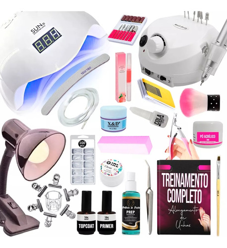 Torno Manicura + Lampara + 21 Piezas. Kit Completo Salón