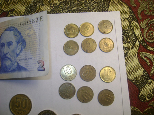 Lote 28 Monedas Argentina Mas 1 Billete 2 $ Lote Xiv'95