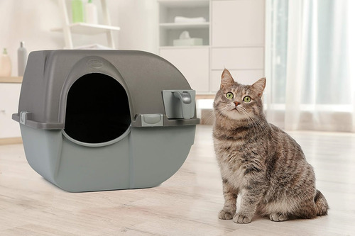 Arenero Para Gatos Omega Paw Color Gris Autolimpiable