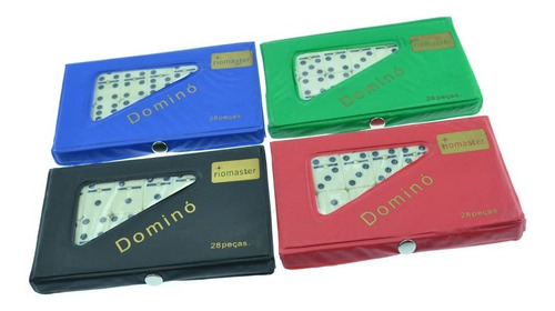 Estuche profesional Domino Set Bone con 28 piezas de colores