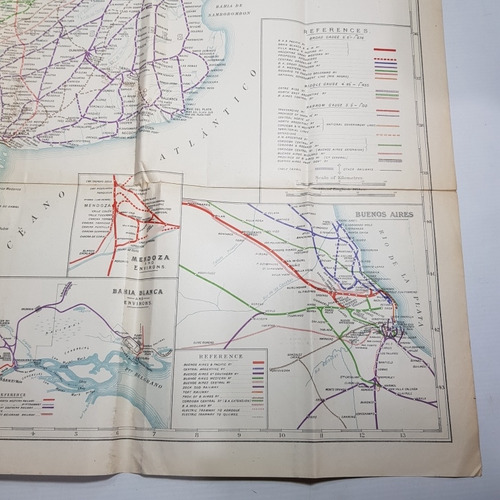 Antiguo Mapa Ferrocarril Arg Inglés 1912 Único Doc Mag 62098 (Usado)