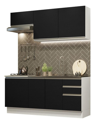 Madesa Glamy 180007 C Armá Balcão S Tamp Bp para cocina completa, color blanco/negro