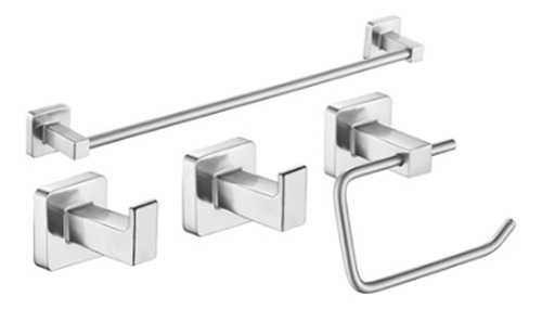 Set De Accesorios Baño Kit 4 Piezas Piazza Cube Nickel Cuota