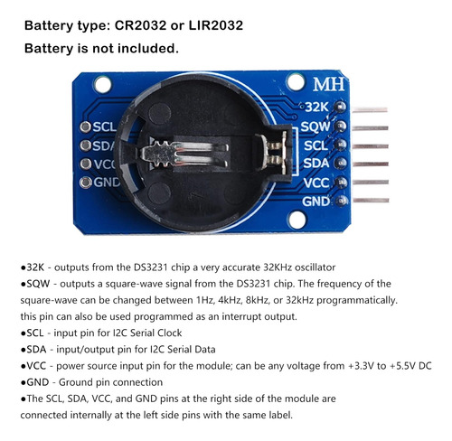 Módulo De Reloj En Tiempo Real Ds3231 At24c32 Iic Rtc Para A
