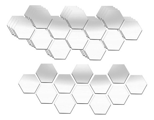 60 Piezas 3d De Pared De Espejo Hexagonal Para Casa Sala