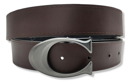 Cinturon Coach Doble Vista Reversible Hombre Mujer Unisex Color Troquelado Diseño De La Tela Hebilla C Talla G (125cm)