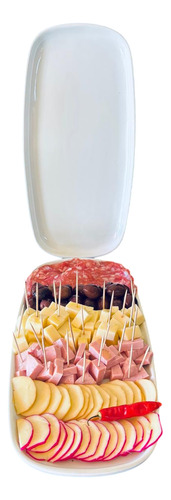 02 Travessa Retangular Rasa P/ Porções Bares Porcelana 34 Cm