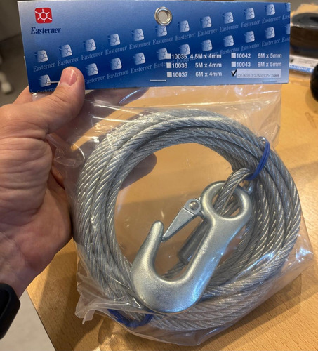 Linga Cable De Acero Cgancho Para Malacate 6 Mm X 7.5 Metros