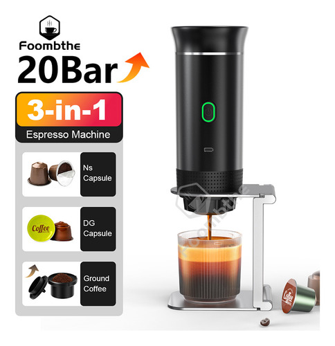 Máquina De Café Expresso Portátil Elétrica Sem Fio Para Carr