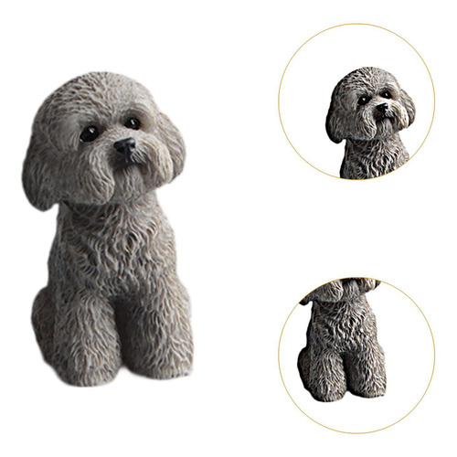 Figura En Miniatura De Perro, Accesorios Gris En Cuclillas
