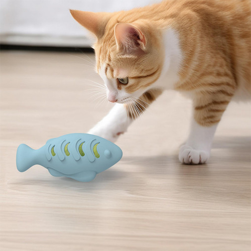 2 Fish Shape Cat Toys Cat Toy Food Dispenser Feeder Food