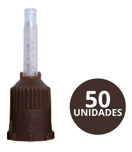 50 Puntas Mezcladoras Marrones Para Rebilda Easydent